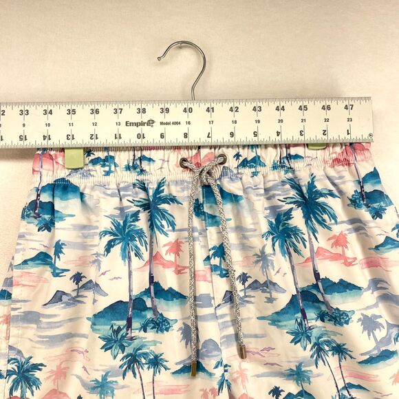 Vintage Summer Lined Swim Trunks Tropical Pattern Mens Size L - Picture 11 of 11